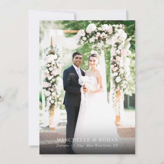 シンプル数々のエレガントArch結婚の写真 サンキューカード (裏面)