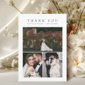 シンプル数々のモダン写真結婚のWノート サンキューカード