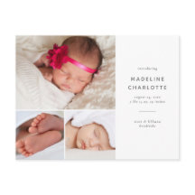 シンプル数々の写真誕生発表葉書