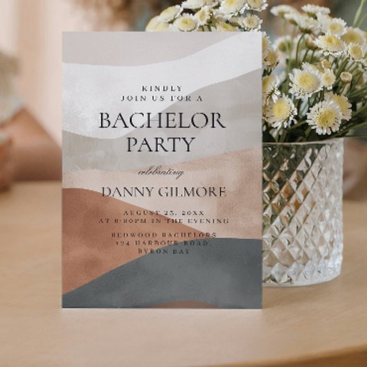 シンプル数々の色エレガントバチュラーパーティ 招待状