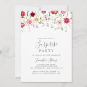 シンプル数々の色ワイルドフラワー驚きパーティー 招待状 (正面)