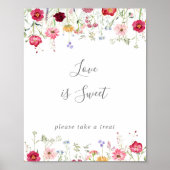 シンプル数々の色野花の恋は甘いサイン ポスター (正面)