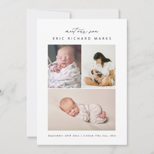 シンプル数々の誕生 案内状 (正面)