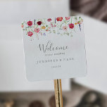 シンプル数々の野の花の結婚歓迎 スクエアシール<br><div class="desc">このシンプル数々のワイルドフラワーの結婚ウェルカムスクエアのステッカーは、素朴な人に最適結婚である。このデザインは数々の、ピンク、赤面、紫、黄、白、紫、紫、赤、ブルゴーニュの野生の花々の色の品揃えを備えている。これらのラベルは、ホテルのゲスト歓迎バッグと目的地の結婚式に最適である。</div>