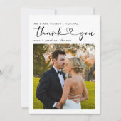 シンプル文字と写真の結婚ありがとう サンキューカード (正面)