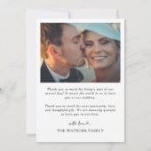 シンプル文字と写真の結婚ありがとう サンキューカード (裏面)