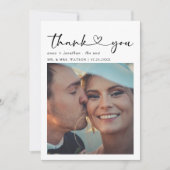 シンプル文字と写真の結婚ありがとう サンキューカード (正面)