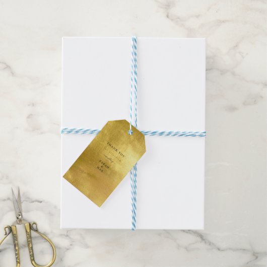 シンプル文字のみ金属金ゴールド結婚の ギフトタグ (より糸付き)