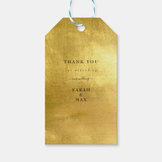 シンプル文字のみ金属金ゴールド結婚の ギフトタグ (正面)