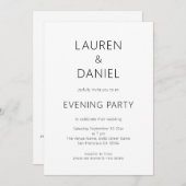 シンプル文字のみQRコードの結婚夕べパーティー 招待状 (正面/裏面)