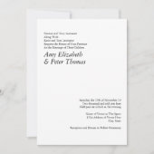 シンプル文字のみQRコードセリフ結婚の 招待状 (正面)