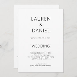 シンプル文字のみQRコード白黒結婚 招待状