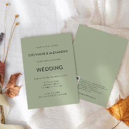 シンプル文字のみQRコードSage Green結婚's 招待状