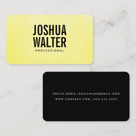 シンプル文字はっきりしたイエローテクスチャ 名刺 (正面/裏面)