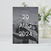 シンプル文字エレガントとフォトウェディング日付を保存 招待状 (スタンド正面)