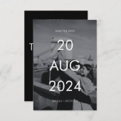 シンプル文字エレガントとフォトウェディング日付を保存 招待状 (正面/裏面)