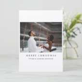 シンプル文字エレガントとフォトメリークリスマス シーズンカード (スタンド正面)