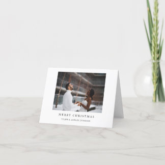 シンプル文字エレガントとフォトメリークリスマス シーズンカード