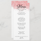シンプル文字カスタムピンクグリッターのディナ結婚ーメンズ メニュー (正面/裏面)