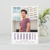 シンプル文字カスタム写真卒業発表 案内状 (スタンド正面)
