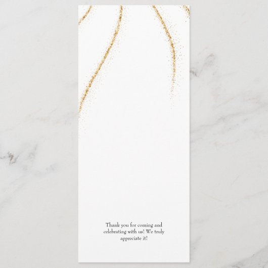 シンプル文字カスタム金ゴールドグリッター結婚のディナーミー メニュー (裏面)