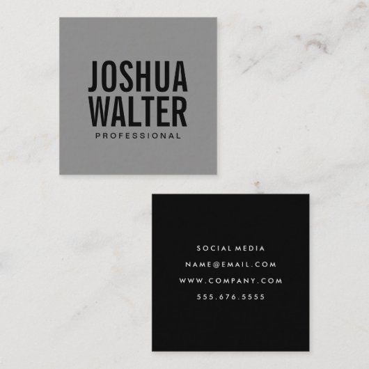 シンプル文字グはっきりしたレイ背景 スクエア名刺 (正面/裏面)