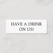 シンプル文字ニュー結婚ライズ無料ドリンクチケット スキニー名刺 (正面)