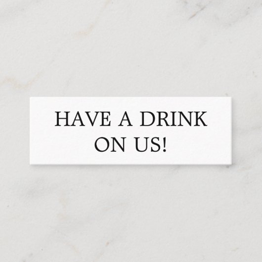 シンプル文字ニュー結婚ライズ無料ドリンクチケット スキニー名刺 (正面)