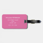 シンプル文字ピンク ラゲッジタグ (裏面横)