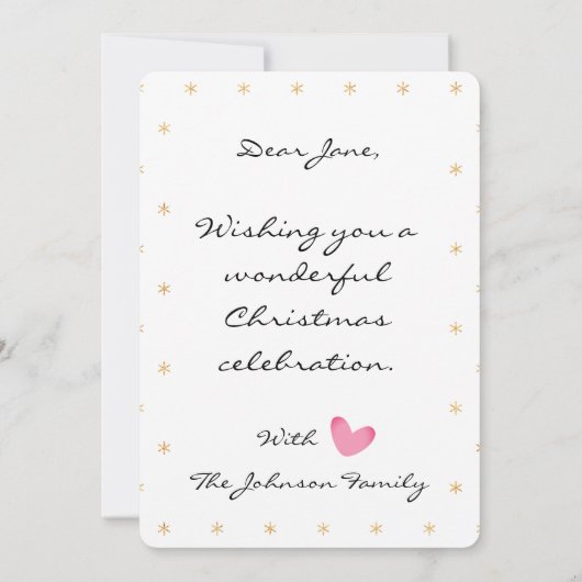 シンプル文字フル赤と白フォトクリスマスカード (裏面)