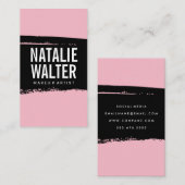 シンプル文字ブはっきりしたラックスピンクブラシ 名刺 (正面/裏面)