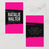 シンプル文字ブはっきりしたラックスホットピンクブラシ 名刺 (正面/裏面)