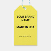 シンプル文字ミニマルスタイルイエローギフトラベル ギフトタグ (裏面)