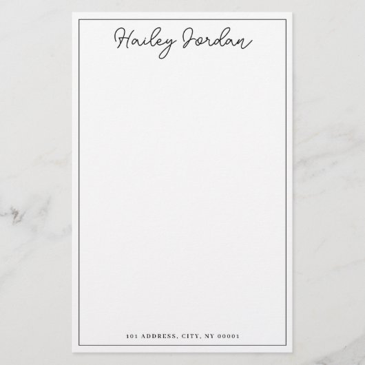 シンプル文字モノグラパーソナライズされたム文具 便箋 (正面)