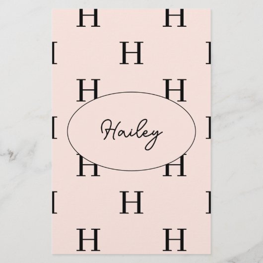 シンプル文字モノグラパーソナライズされたム文具 便箋 (裏面)