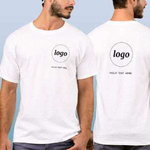 シンプル文字ロゴおよびビジネスクレストとバック Tシャツ