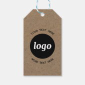 シンプル文字ロゴおよびビジネスブラウン紙 ギフトタグ (正面)