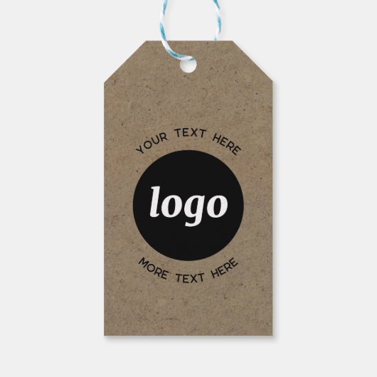シンプル文字ロゴおよびビジネスブラウン紙 ギフトタグ (裏面)