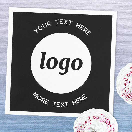 シンプル文字ロゴおよびビジネスプロモーションブラック スタンダードカクテルナプキン