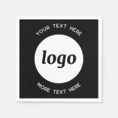 シンプル文字ロゴおよびビジネスプロモーションブラック スタンダードカクテルナプキン (正面)