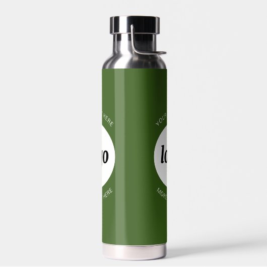 シンプル文字ロゴとビジネスフォレストグリーン ウォーターボトル (左面)