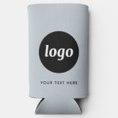 シンプル文字ロゴ販売促進パウダーブルー スリム缶クーラー (正面)