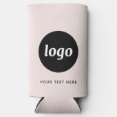 シンプル文字ロゴ販売促進赤面ピンク スリム缶クーラー (正面)