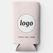 シンプル文字ロゴ販売促進赤面ピンク スリム缶クーラー (正面)