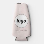 シンプル文字ロゴ販売促進赤面ピンク ボトルクーラー (正面)