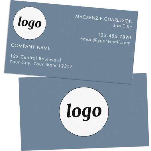 シンプル文字ロゴ・ダスティブルーグレー 名刺