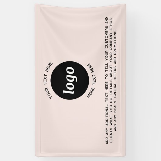 シンプル文字ロゴ・ビジネス赤面ピンク 横断幕 (縦)