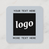 シンプル文字ロゴQRコードパウダーブルー スクエア名刺 (正面)