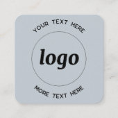 シンプル文字ロゴQRコードパウダーブルー スクエア名刺 (正面)