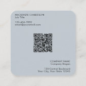 シンプル文字ロゴQRコードパウダーブルー スクエア名刺 (裏面)